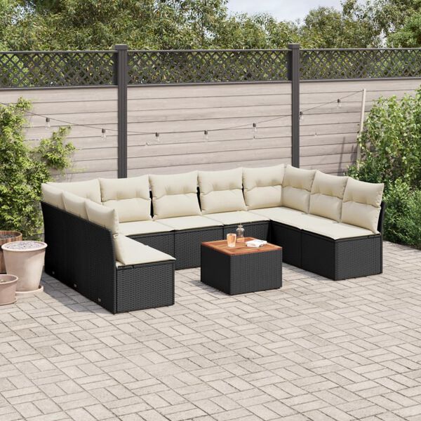 vidaXL Garden Sofa Set Black, Cream White