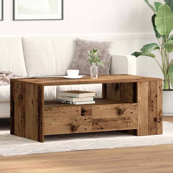 vidaXL Coffee Table Old Wood 40.16 x 21.65 x 17.13 in Engineered Wood