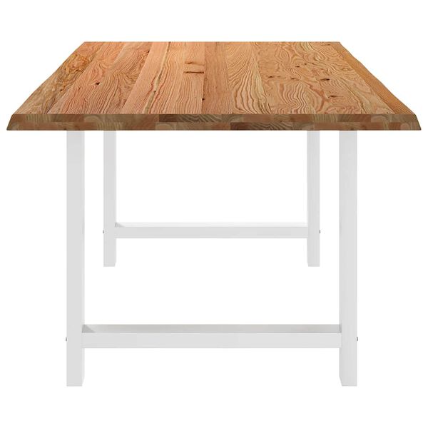 vidaXL Dining Table Light brown Solid oak wood, Powder-coated steel Large