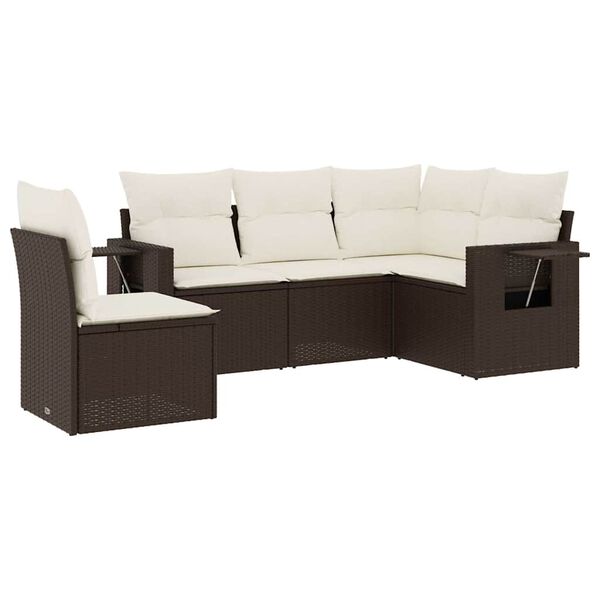 vidaXL Garden Sofa Set Brown, Cream White