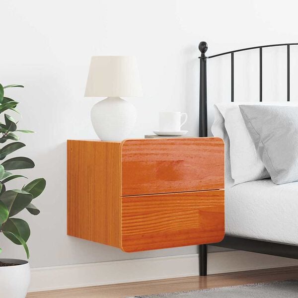 vidaXL Bedside Table Wax Brown 15.35 x 13.39 x 12.99 in Solid pinewood