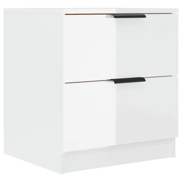 vidaXL Bedside Cabinet Set of 2 High gloss white Engineered wood Medium
