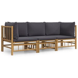 vidaXL Garden Lounge Set Dark Grey Bamboo Medium Modular