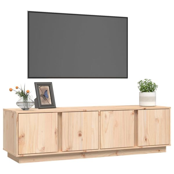 vidaXL TV Cabinet Natural Wood Solid Pine Wood 55.1 x 15.7 x 15.7 in