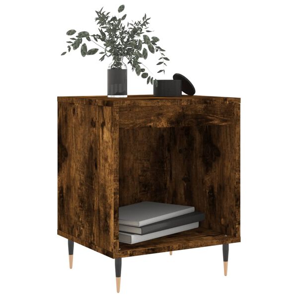 vidaXL Bedside Cabinet Set of 2 Smoked oak Engineered wood, Metal