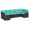 vidaXL Garden Sofa Set 7 pcs Black and Turquoise Poly Rattan
