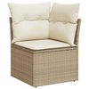 vidaXL Garden Sofa Beige Poly Rattan, Powder-Coated Steel, Polyester