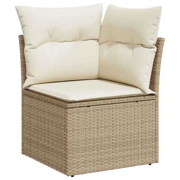 vidaXL Garden Sofa Beige Poly Rattan, Powder-Coated Steel, Polyester