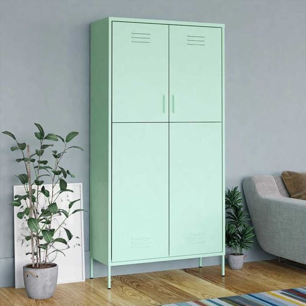 vidaXL Wardrobe Mint Steel 35.4 x 19.7 x 70.9 in Modern Mint Wardrobe