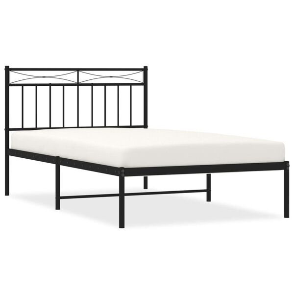 vidaXL Bed Frame Black Powder-Coated Steel Twin Modern Bed Frame