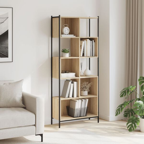 vidaXL Bookcase Sonoma Oak 28.3"x11"x67.7" Engineered Wood
