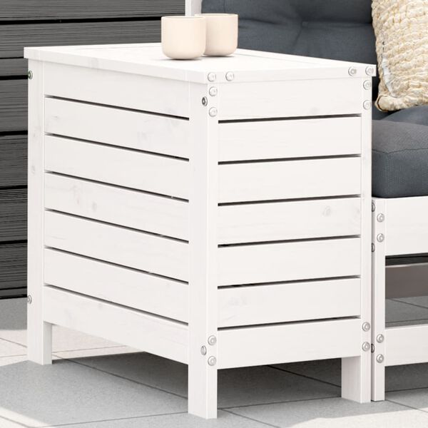 vidaXL Garden Footstool White Solid Pine Wood Compact Modular