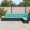 vidaXL Garden Sofa Set with Cushion 6 pcs Black Poly Rattan