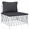 vidaXL Garden Lounge Set White Woven fabric, powder-coated steel, textilene