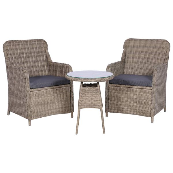 vidaXL Dining Set Brown and Dark Grey PE Rattan and Powder-Coated Steel