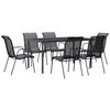 vidaXL Garden Dining Set Black Powder-Coated Steel Large Ergonomic