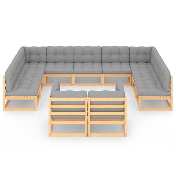 vidaXL Garden Lounge Set Natural Wood Solid pine wood, 100% polyester