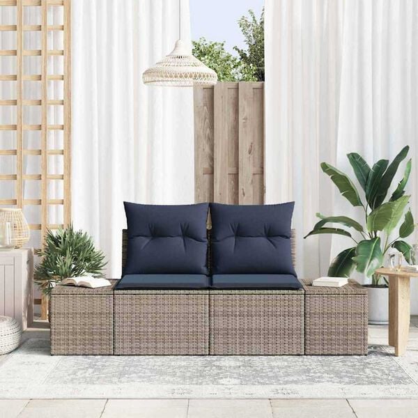 vidaXL Garden Sofa with Cushion 184 x 62 x 69 cm Poly Rattan