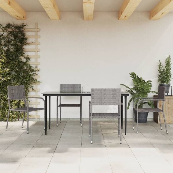 vidaXL Garden Dining Set Gray and Black