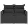 vidaXL Garden Sofa Black PE Rattan, Powder-Coated Steel 2-seater Modular