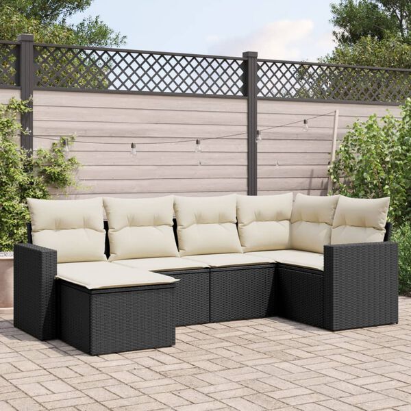 vidaXL Garden Sofa Set Black, Cream White