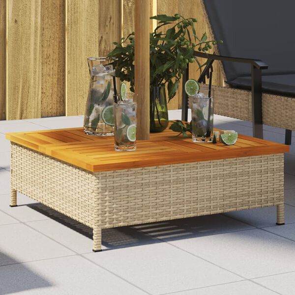 vidaXL Parasol Base Cover Beige and brown PE Rattan and Acacia Wood
