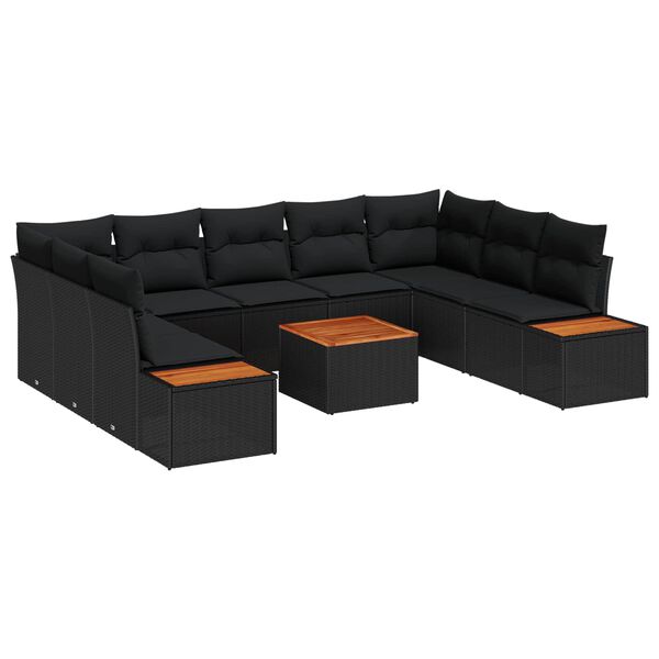 vidaXL Garden Sofa Set with Cushion 5 pcs Black Poly Rattan