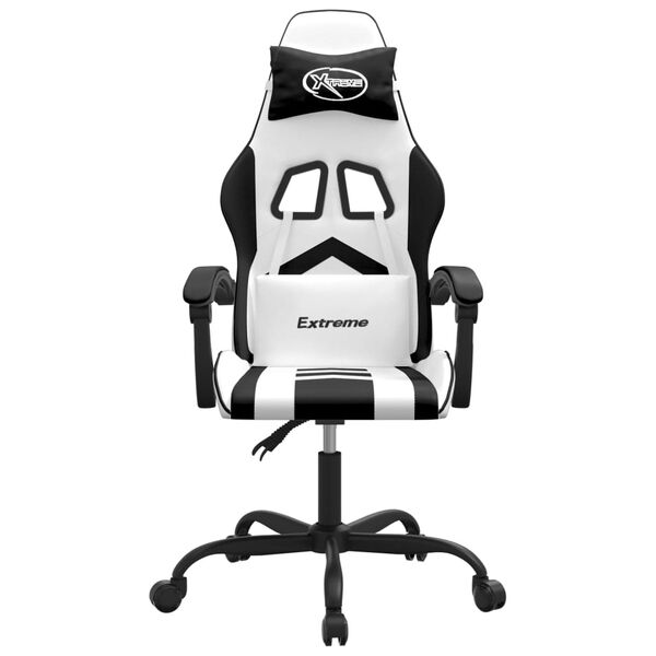 vidaXL Gaming Chair White and Black Faux Leather