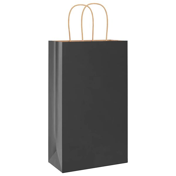 vidaXL Paper Bags 250 pcs with Handles Black 21x11x36 cm