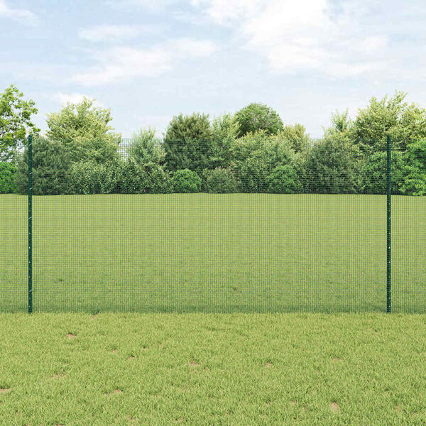 vidaXL Fence with Post Green 3.94 x 82.02 ft Steel and PVC