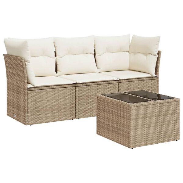 vidaXL Garden Sofa Set Beige, Cream white