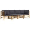 vidaXL Garden Lounge Set Natural Bamboo, Dark Grey Cushions