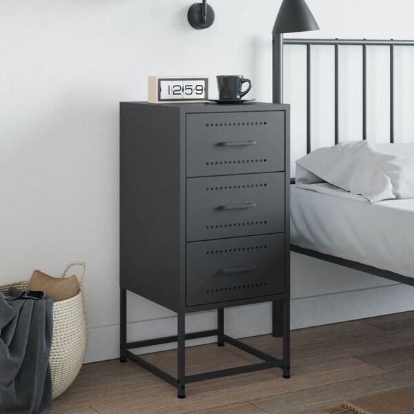 vidaXL Bedside Cabinet Anthracite Steel 14.2 x 15.4 x 30.7 in