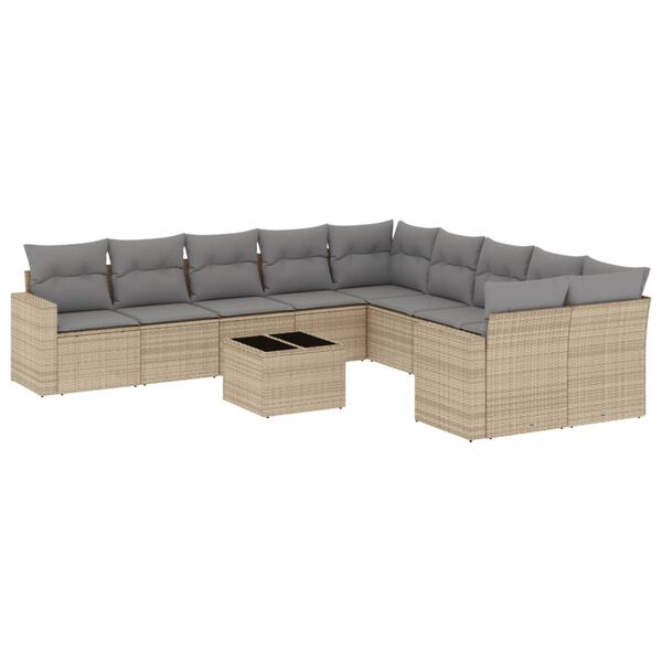 vidaXL Garden Sofa Set Beige, Light Grey