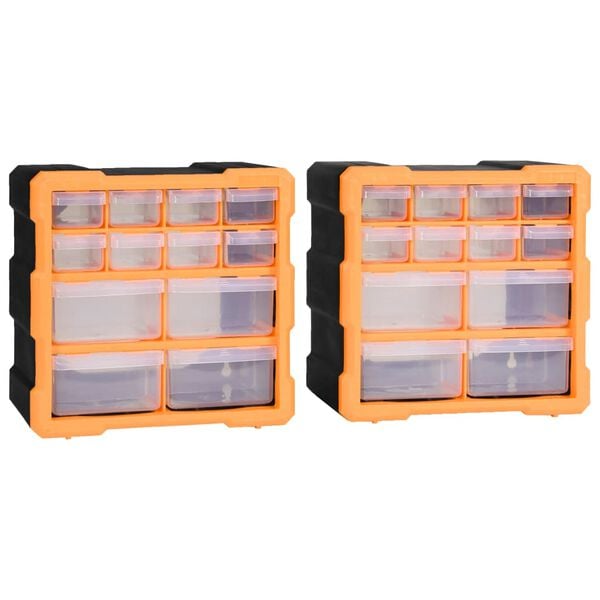 vidaXL Multi-drawer Organizers with 12 Drawers 2 pcs 10.4"x6.3"x10.2"