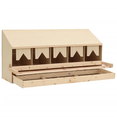 vidaXL Chicken Laying Nest 5 Compartments 46.1"x13"x21.3" Solid Pine Wood