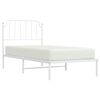 vidaXL Bed Frame White Powder-Coated Steel Single Bed Frame