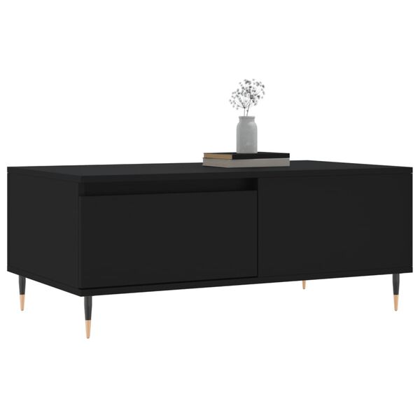 vidaXL Coffee Table Black Engineered wood, metal 35.4 x 19.7 x 14.4 in