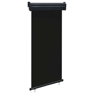 vidaXL Balcony Side Awning Black Steel, Aluminum, Polyester 41.3 x 98.4 in