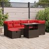 vidaXL 7 Piece Patio Sofa Set with Cushions Brown Poly Rattan Acacia