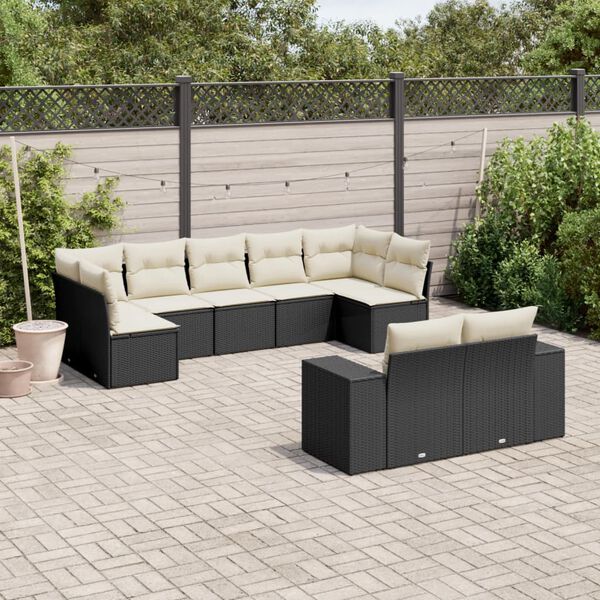 vidaXL Garden Sofa Set Black, Cream White