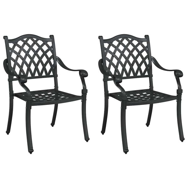 vidaXL Garden Chair 2 pcs Black 56 x 55 x 92.5cm Aluminium