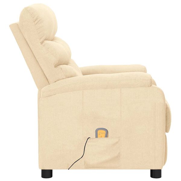 vidaXL Massage Chair Cream Fabric (100% polyester), iron, plywood Large