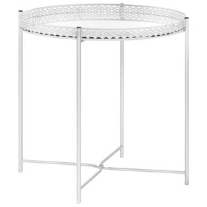 vidaXL Side Table Silver Glass, Steel Wire Small Mirror Side Table