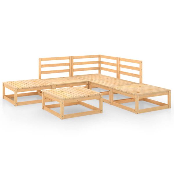 vidaXL Garden Lounge Set Natural Wood Solid Pine Wood Medium Modular