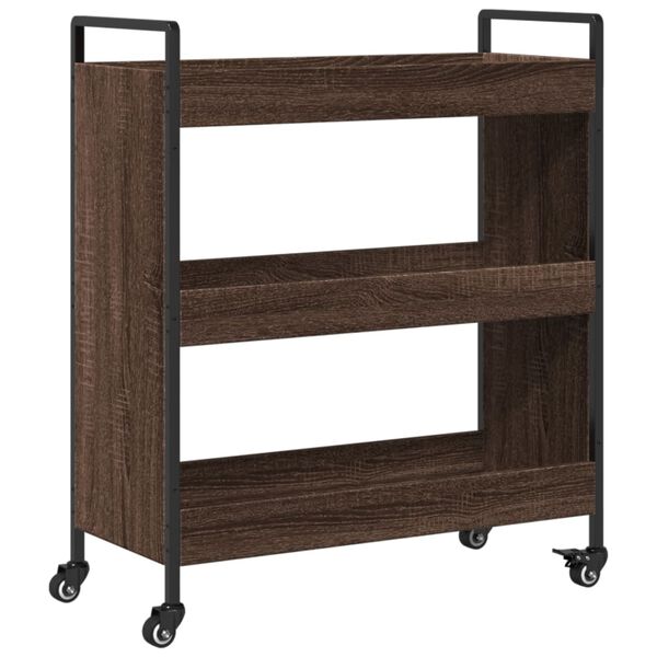 vidaXL Kitchen Trolley Brown Oak 27.6"x11.8"x32.3" Engineered Wood