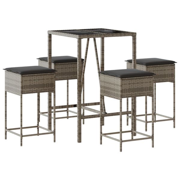 vidaXL Garden Bar Set Grey, Dark Grey and Black