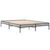 vidaXL Bed Frame Grey Sonoma Engineered Wood, Metal, Plywood Double Bed