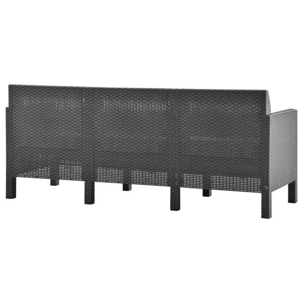 vidaXL Garden Sofa Anthracite Polypropylene with rattan look Standard size