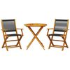 vidaXL Bistro Set Black Solid Acacia wood, Polypropylene Compact